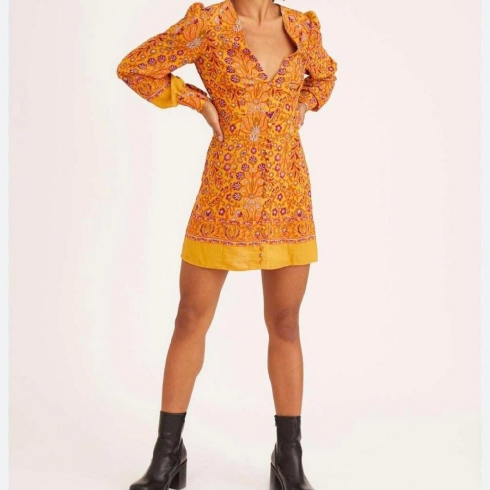 UO Michelle Plunging Long Sleeve Mini Dress NWT